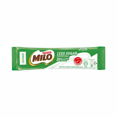 Nestle - MILO Less Sugar - 16 Pouches per Carton - 10 Sticks per Pouch - Each Stick 27gm