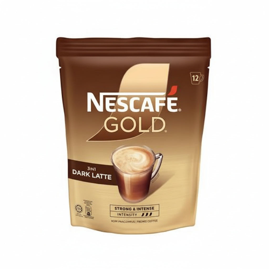 NESCAFE - GOLD DARK LATTE - 3IN1 Premix Coffee - 24 Pouches per Carton - Each Pouch 12 Sachets - Each Sachet 34g - Each Pouch 408g