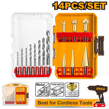 INGCO -  14 Pcs 4341 HSS drill bits and step drill bits set  AKDL61401