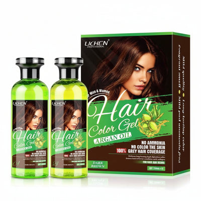 LICHEN Professional - HAIR COLOR GEL - DARK BROWN - 250 ml X 2