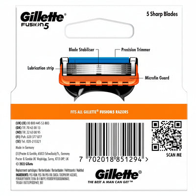 Gillette - Fusion 5 - Power - Shaving Razor - 5 Sharp Blades in Cartridge - 4 Cartridges