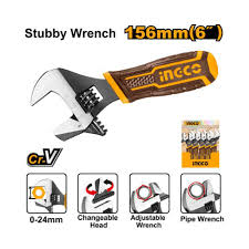 INGCO -  2-in-1 stubby adjustable wrench  HADWS088