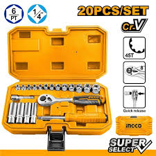 INGCO -  20 Pcs 1/4" socket set  HKTS14201