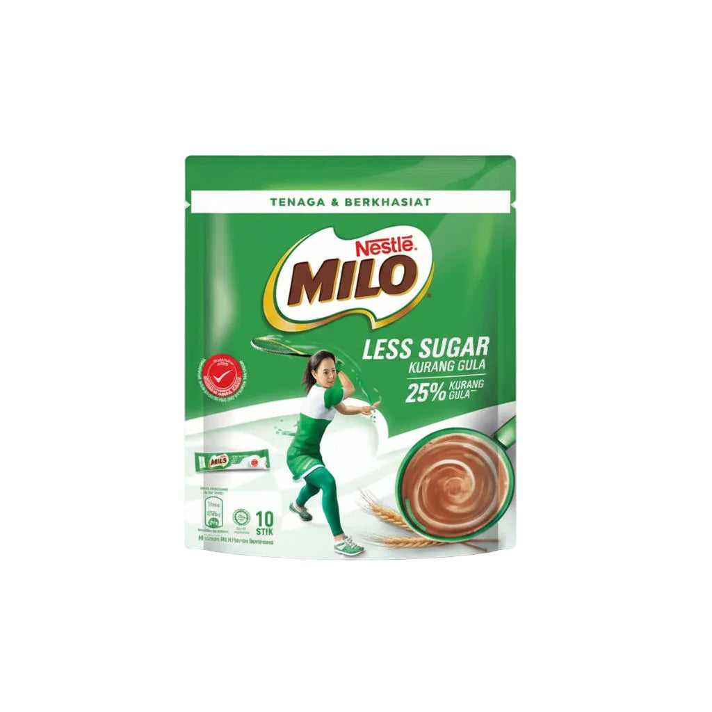 Nestle - MILO Less Sugar - 16 Pouches per Carton - 10 Sticks per Pouch - Each Stick 27gm