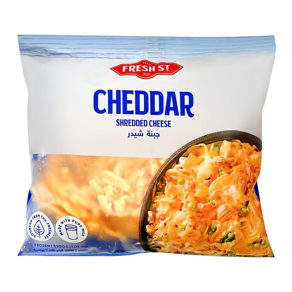 Fresh St - Frozen Shredded Cheddar Cheese - Dairy - Shredded Bag - 200g - Sharp Melting Cheese