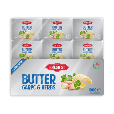 Fresh St - Butter & Garlic Herb - Dairy - Mini Portions - 10g x 10 - Flavored Butter Portions