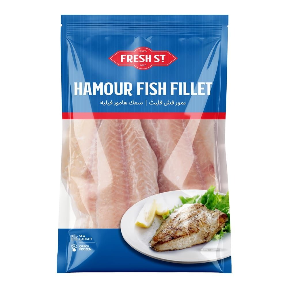 Fresh St - Hamour Fish Fillet - Frozen Food - Seafood Snacks - 500g - Raw White Fish Fillet