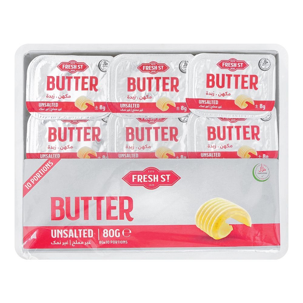 Fresh St - Butter Unsalted - Dairy - Mini Portions - 8g x 10 - Individual Packs