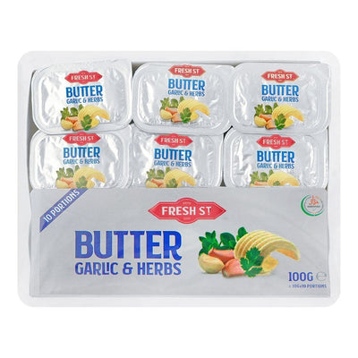 Fresh St - Butter & Garlic Herb - Dairy - Mini Portions - 10g x 10 - Flavored Butter Portions