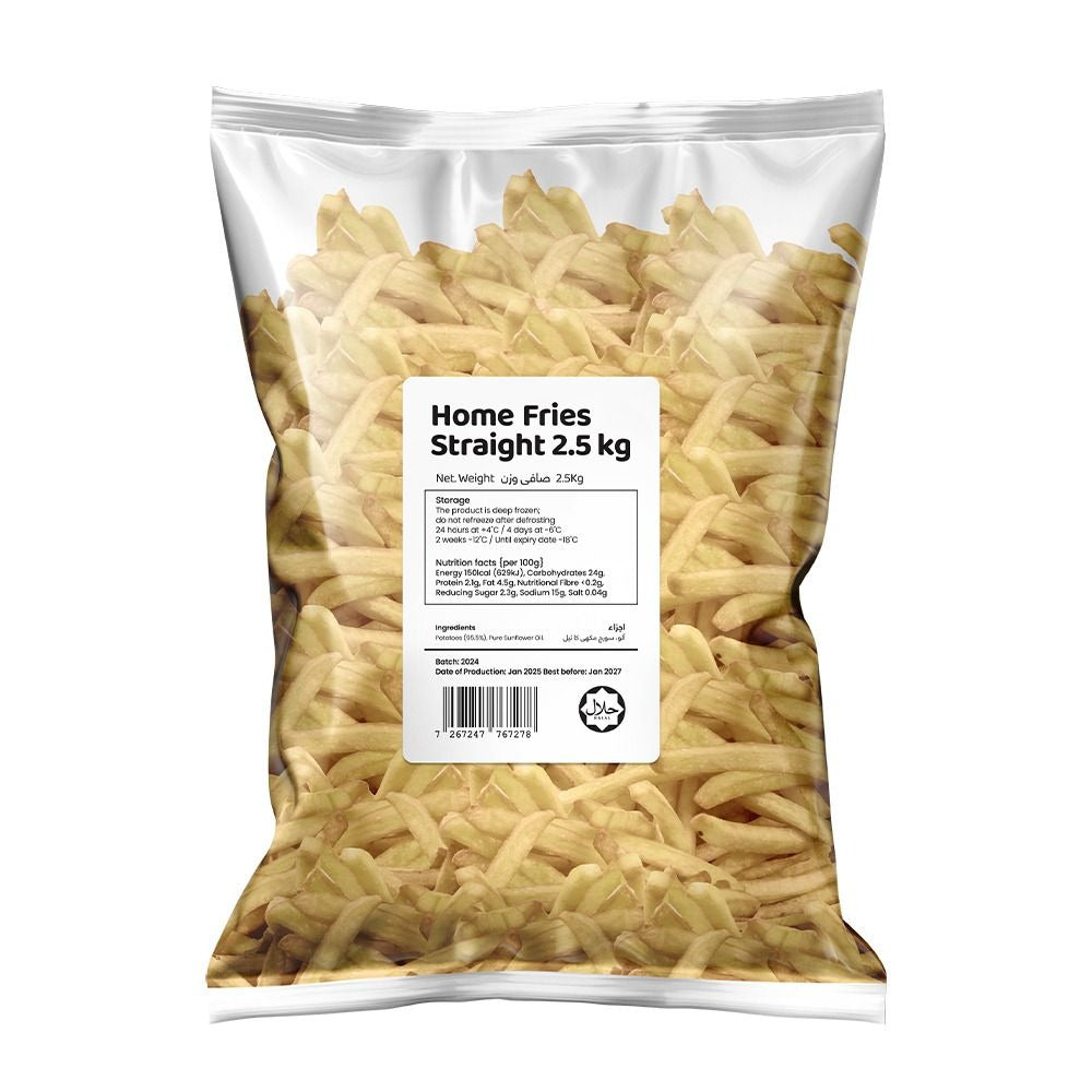 Home Fries - Home Fries Straight - Frozen Food - Straight Cut - 2.5kg - Bulk Economy Fries Pack