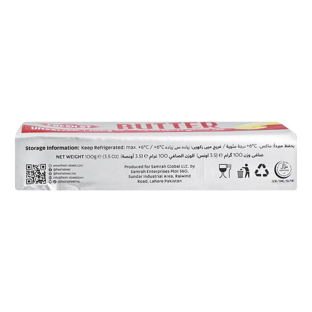 Fresh St - Butter Unsalted - Dairy - Block - 100g - Unsalted Baking/Cooking