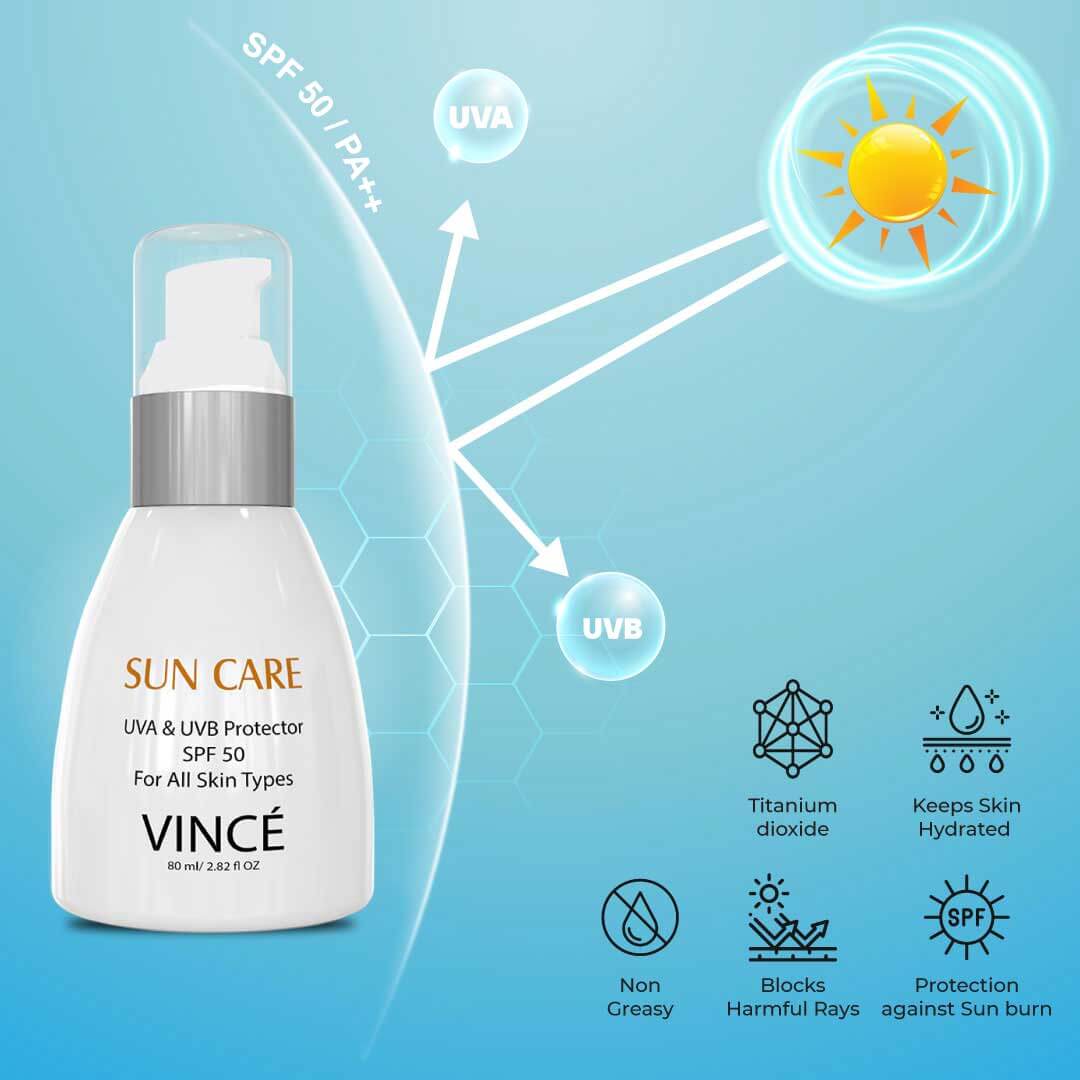 VINCE - Sun Block - UVA & UVB Protector - SPF 50 - 80 ML