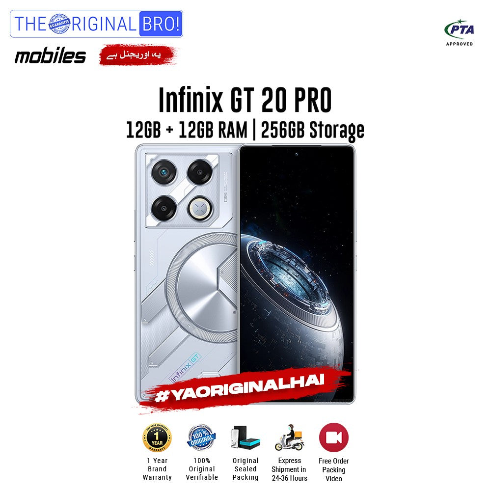 Infinix - GT 20 Pro - 12GB RAM - 256GB Storage - Silver - PTA Approved - The Original Bro | Jodiabaazar.com