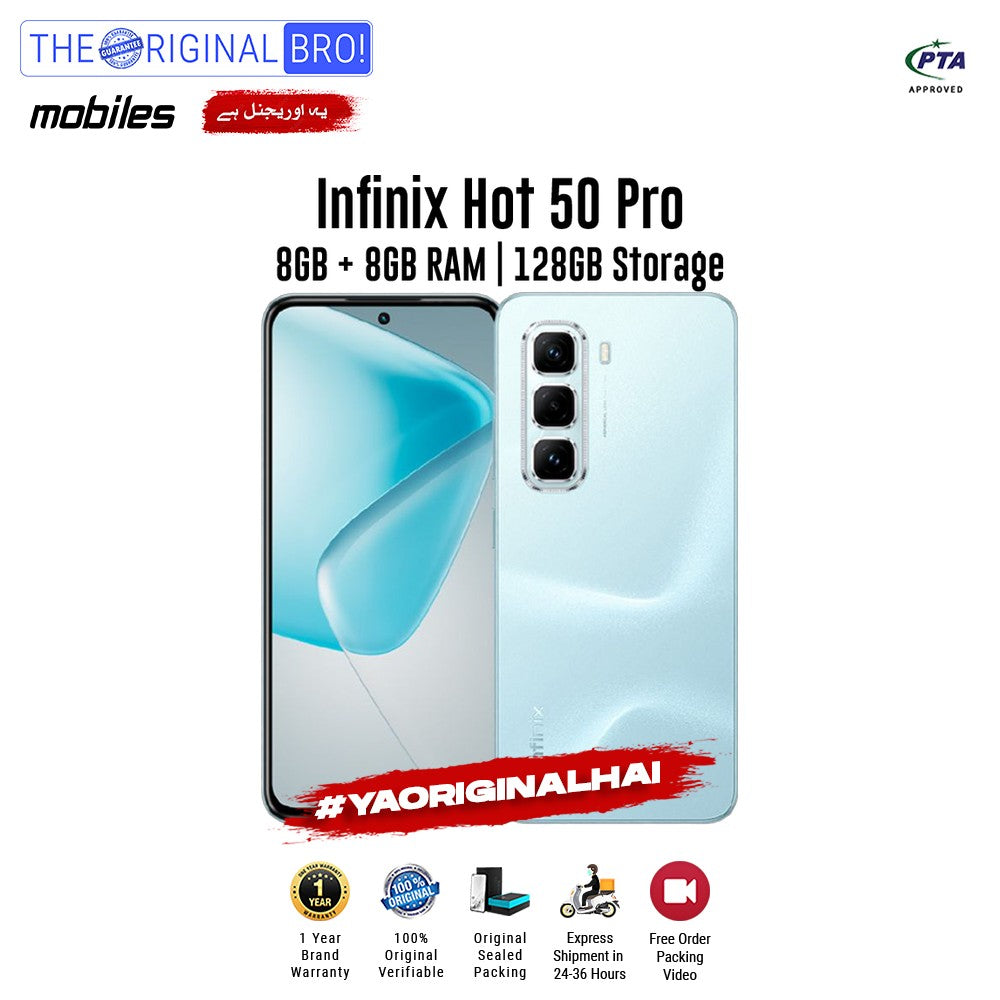 Infinix - Hot 50 Pro - Smartphone - 8GB RAM - 128GB Storage - Blue - The Original Bro Mobiles | Jodiabaazar.com