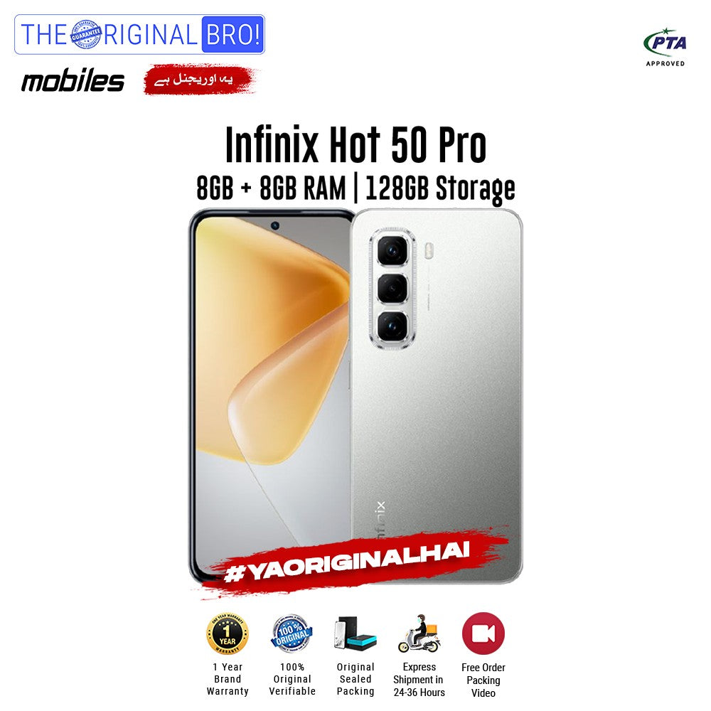 Infinix - Hot 50 Pro - Smartphone - 8GB RAM - 128GB Storage - Grey - The Original Bro Mobiles | Jodiabaazar.com