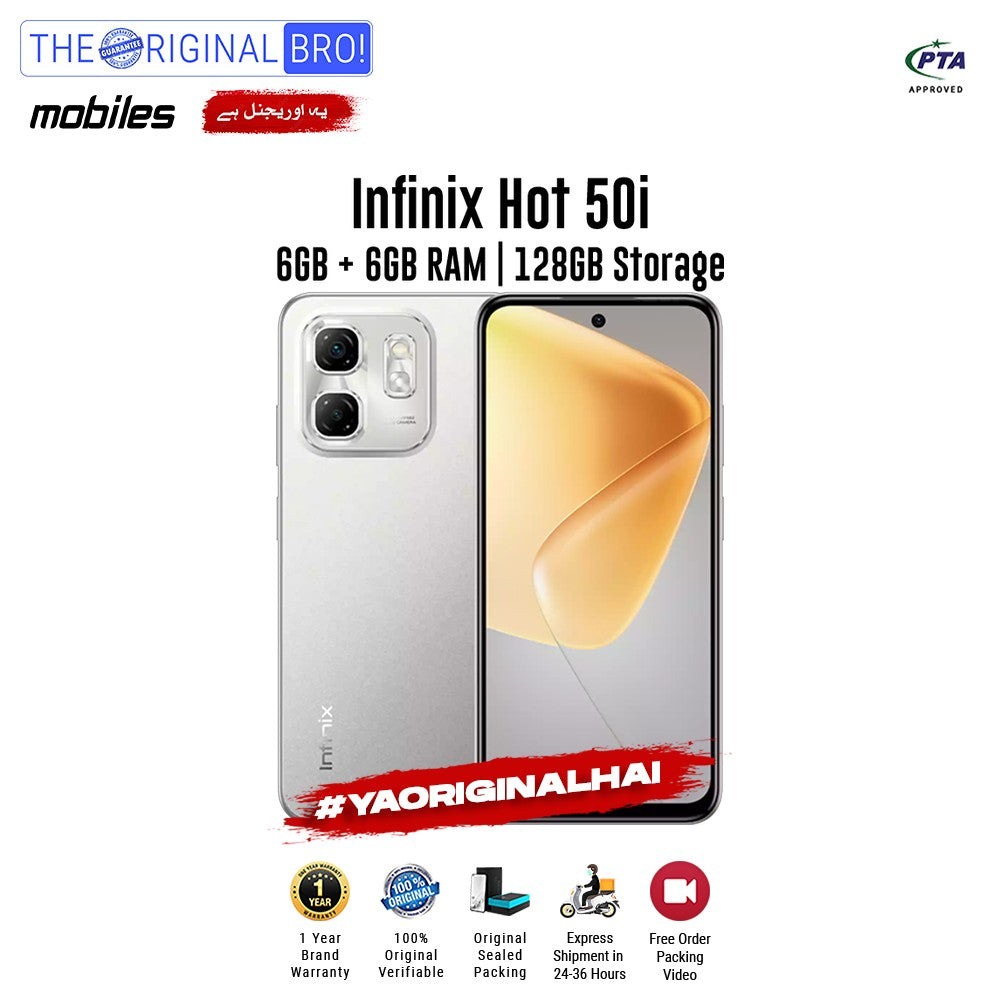 Infinix - Hot 50i - Smartphone - 6GB RAM - 128GB Storage - Grey - The Original Bro Mobiles | Jodiabaazar.com