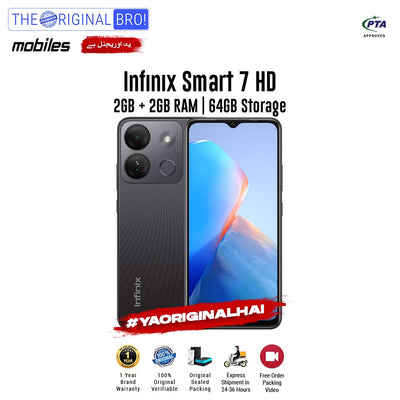 Infinix - Smart 7HD - 2GB RAM - 64GB Storage - Black - PTA Approved - The Original Bro | Jodiabaazar.com