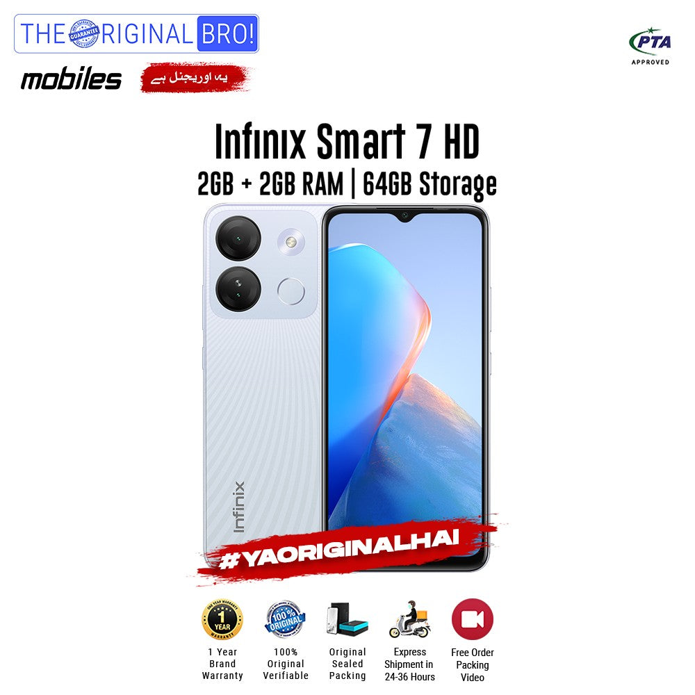 Infinix - Smart 7HD - 2GB RAM - 64GB Storage - White - PTA Approved - The Original Bro | Jodiabaazar.com