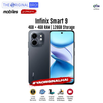 Infinix - Smart 9 - Smartphone - 4GB RAM - 128GB Storage - Black - The Original Bro Mobiles | Jodiabaazar.com