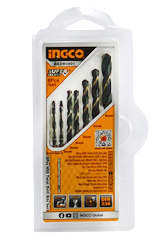 INGCO -  AKDB0801 8PCS HSS Twist Drill Bits Set