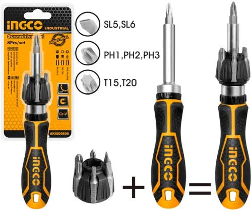 INGCO -  AKISD0808 8Pcs Ratchet Screwdriver Set
