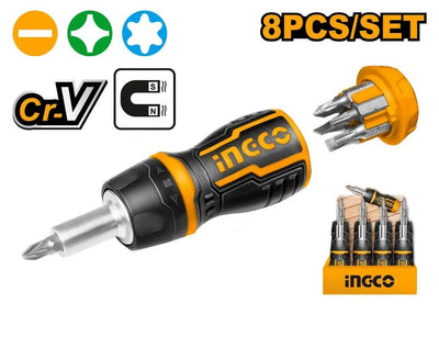 INGCO -  AKISDS1728 8 IN 1 Stubby Ratchet Screwdriver Set