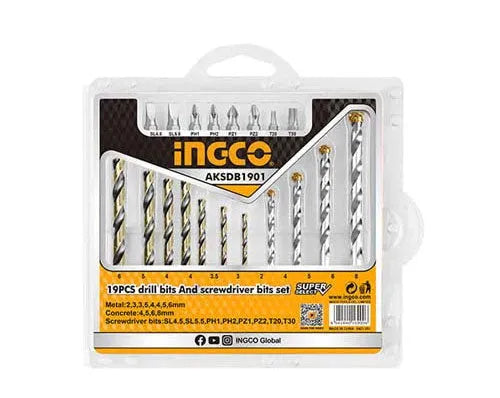 INGCO -  AKSDB1901 19PCS Drill Bits & Screwdriver Bits Set