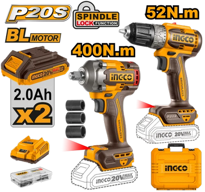 INGCO -  Cordless 2 pcs combo kit 20v CKLI20271