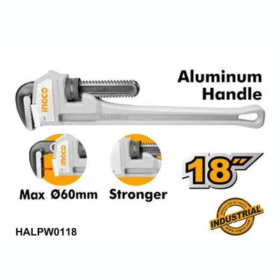 INGCO -  HALPW0118 Aluminum Handle Pipe Wrench