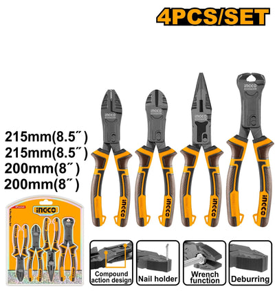 INGCO -  HKCPS5841 4 Pcs Compound Action Pliers Set