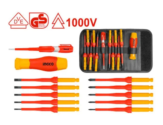 INGCO -  HKISD1201 12 Pcs Interchangeable Insulated Screwdriver Set