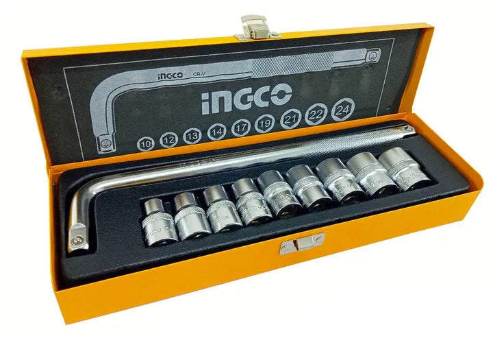 INGCO -  HKTS12101 10Pcs 1/2" Socket Set