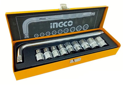 INGCO -  HKTS12101 10Pcs 1/2" Socket Set