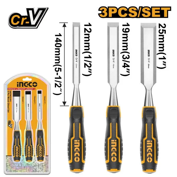 INGCO -  HKTWCS301 3 Pcs Wood Chisel Set