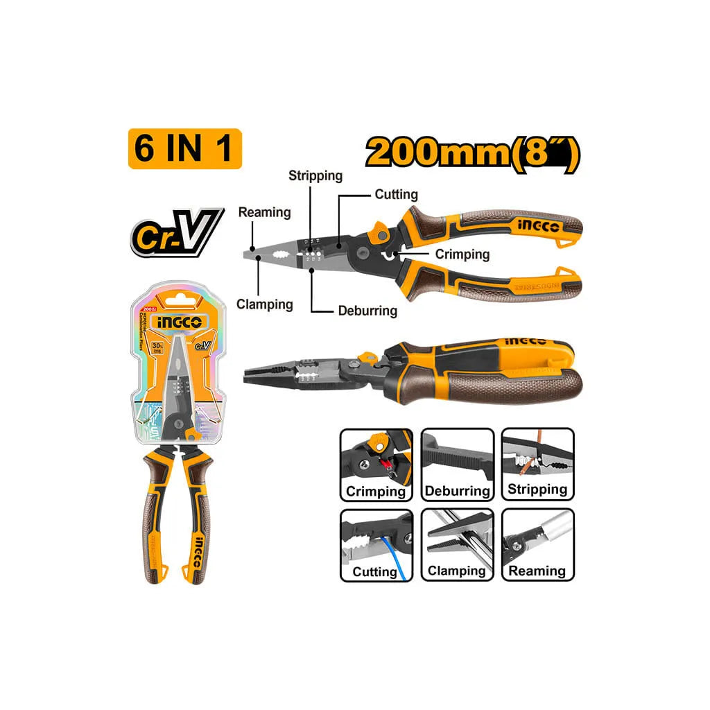 INGCO -  HMFLNP28200 6-in-1 Multi-function Long Nose Pliers