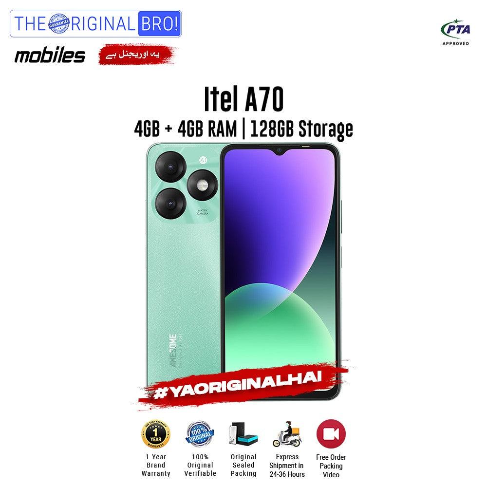 Itel - A70 - 4GB RAM - 128GB Storage - Green - PTA Approved - The Original Bro | Jodiabaazar.com