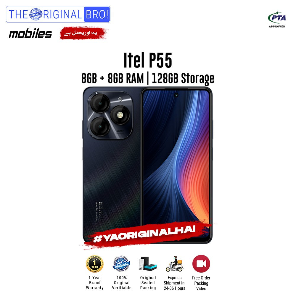 Itel - P55 - 8GB RAM - 128GB Storage - Black - PTA Approved - The Original Bro | Jodiabaazar.com