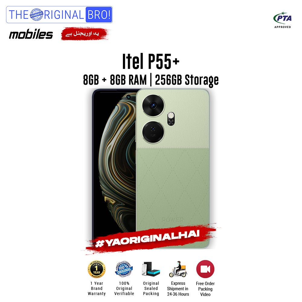 Itel - P55 Plus - Smartphone - 8GB RAM - 256GB Storage - Green - The Original Bro Mobiles | Jodiabaazar.com