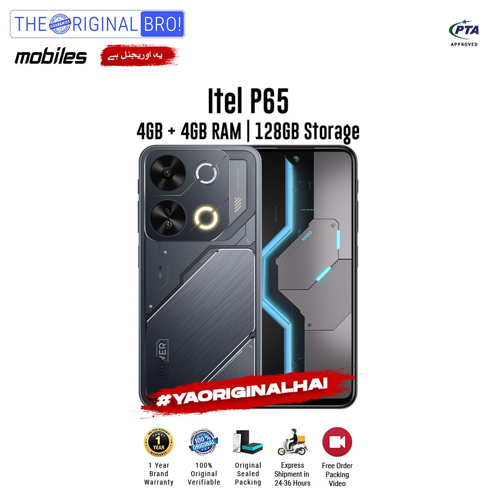 Itel - P65 - Smartphone - 4GB RAM - 128GB Storage - Black - The Original Bro Mobiles | Jodiabaazar.com