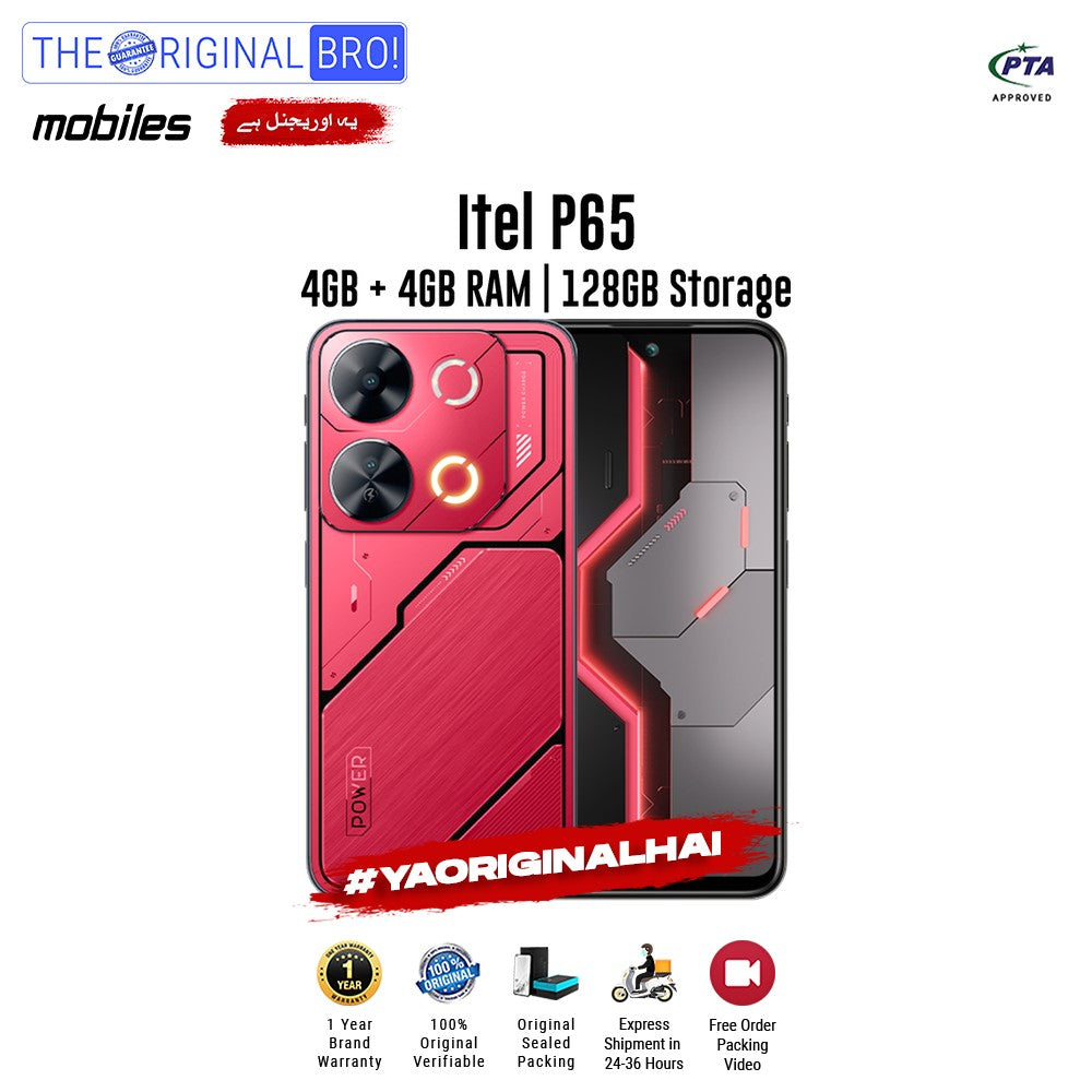 Itel - P65 - Smartphone - 4GB RAM - 128GB Storage - Red - The Original Bro Mobiles | Jodiabaazar.com