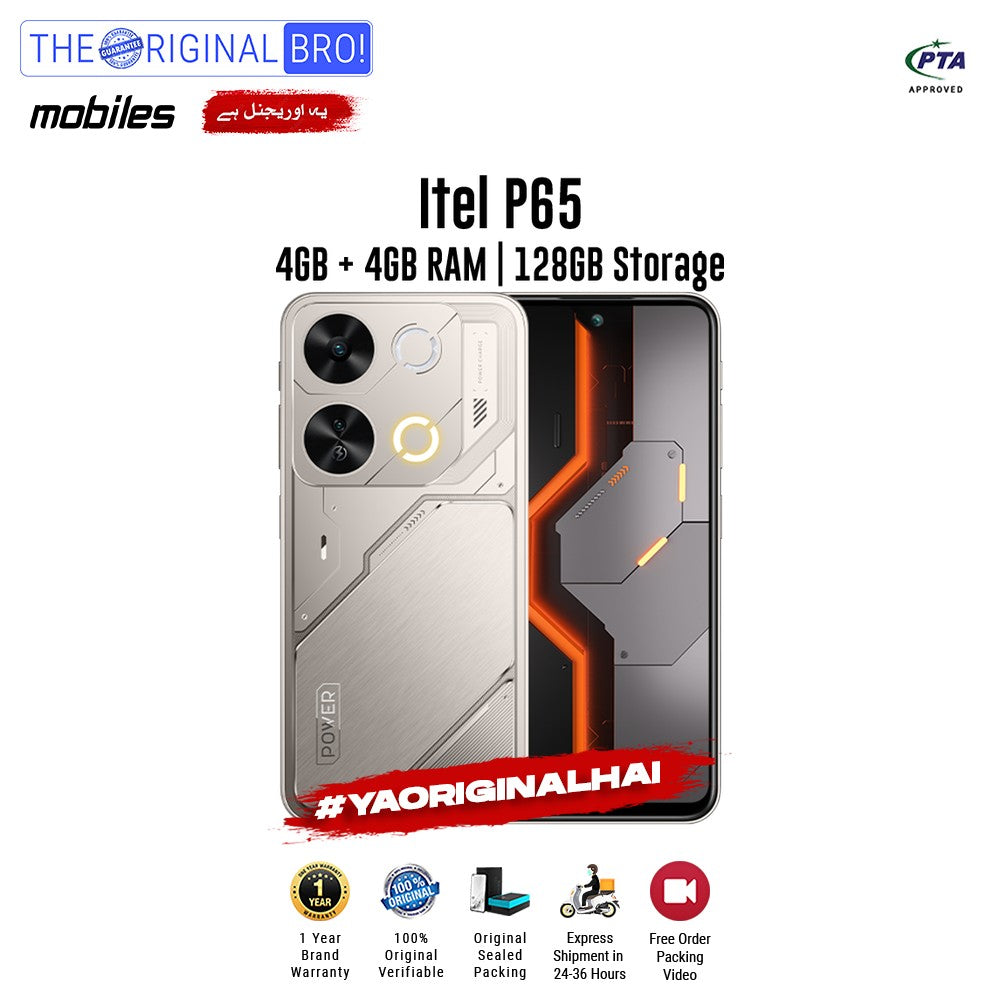 Itel - P65 - Smartphone - 4GB RAM - 128GB Storage - Silver - The Original Bro Mobiles | Jodiabaazar.com