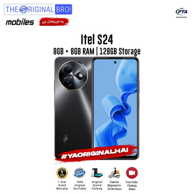 Itel - S24 - Smartphone - 8GB RAM - 128GB Storage - Black - The Original Bro Mobiles | Jodiabaazar.com