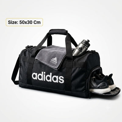 Adidas Unisex Sports Duffel Bag with Dedicated Shoe Compartment – Premium Gym & Travel Bag (50x30 cm)