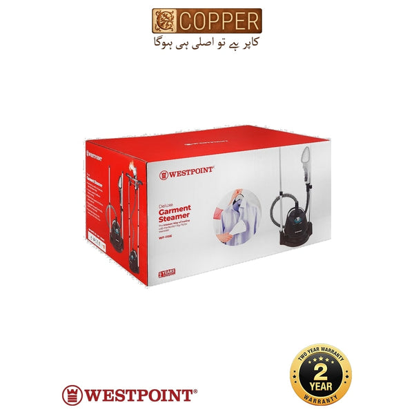 Westpoint Garment Steamer WF-1156 - 1580W Professional Garment Steamer - 1350ml Water Tank Capacity - 4 Steam Levels - Detachable Base