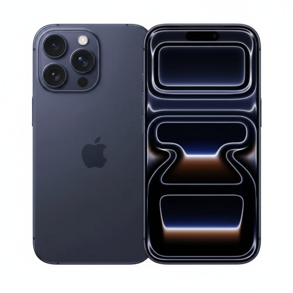Black smartphone with Apple logo on a white background