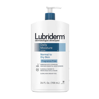 Lubriderm - Daily Moisture Lotion - Fragrance-Free - 24 Ounce - Normal to Dry Skin (709ml) (Pump) 24Oz/709Ml (Usa)