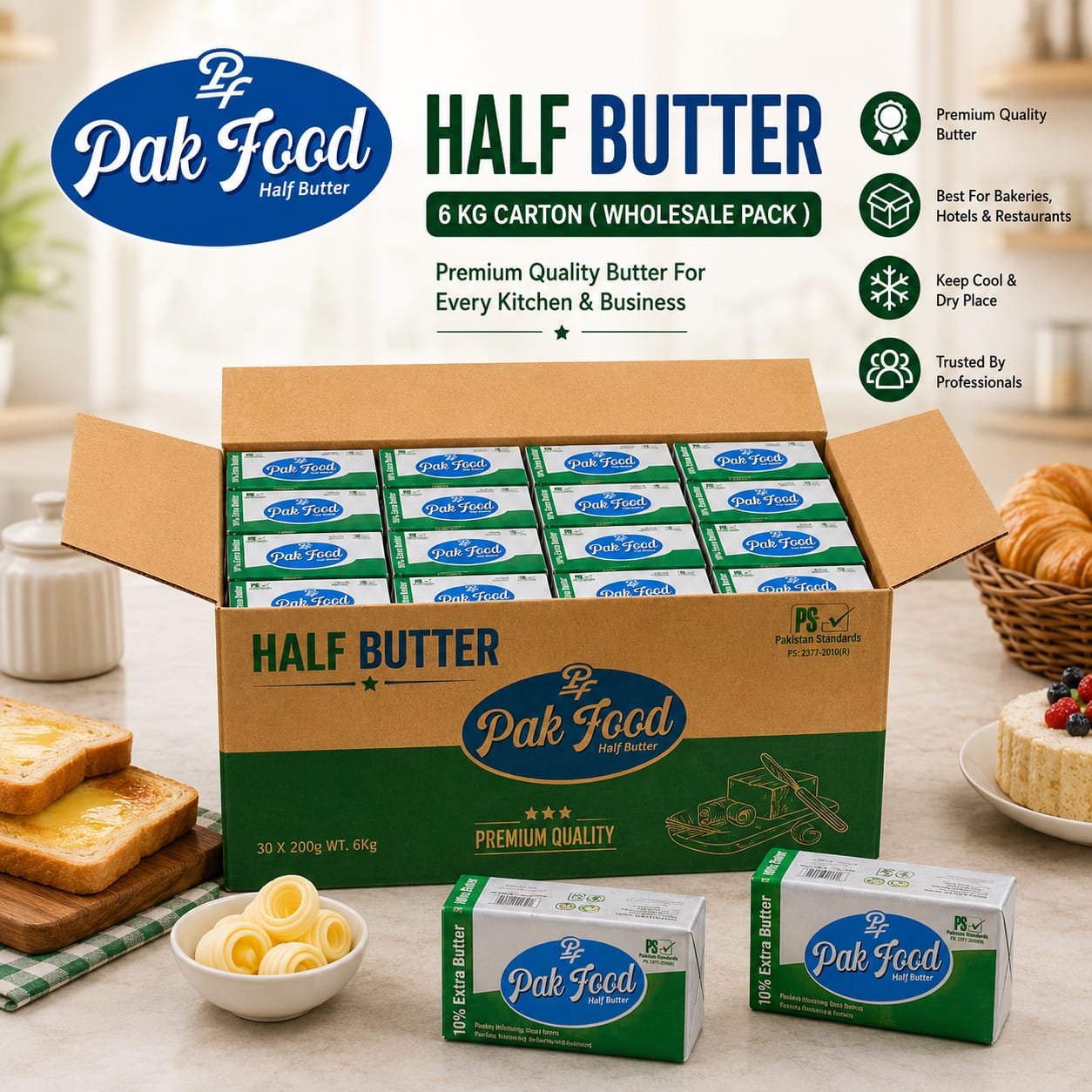 Pak Food Butter 200g Salted/Unsalted 6kg CTN