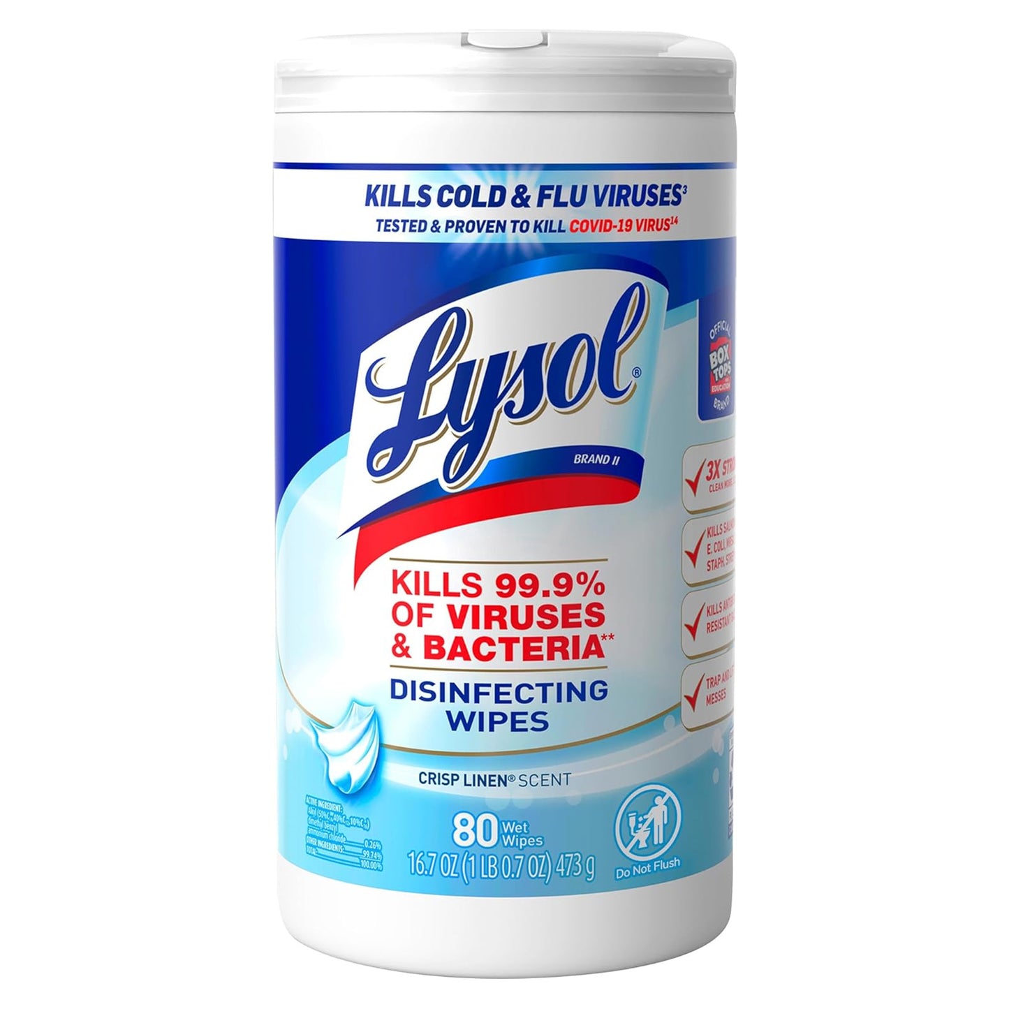 Lysol - Disinfecting Wipes - Multisurface Antibacterial Cleaning Wipes - Crisp Linen Scent - 80Ct