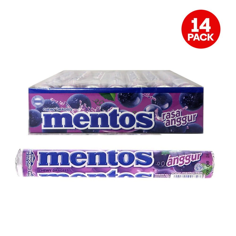 Mentos - Grape - Sugar Free - Chewy Dragees - 29g (14 Rolls)