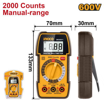 INGCO -  Digital multimeter 2000 counts DM360011